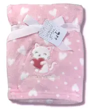 BLANKET PLUSH - DUCK DUCK GOOSE GIRLS 253 - KITTIE HEART - BABY TODDLER CRIB BED