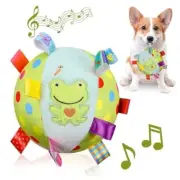 Dog Squeaky Plush Ball Toy with Straps, 6 Inches Soft Stuffed Ball Toys Green