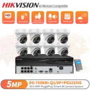 Hikvision 8CH 4K NVR 6pcs 5MP IR Home Security Camera System Kit w/Audio 2TB HDD