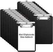 Sabary 24 Pack Bulk Mini Clipboards with Pen Holder Clip Black A5 Memo Clipboard 6x9 Small Plastic Clipboard for School Office Restaurant Cafe Hotel Shopping List (Pen not Included)