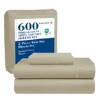 100% Cotton Twin Sheets Set- 600 TC Mercerized Cotton Sheets Twin Size for Sm...