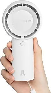JISULIFE Handheld Portable Turbo Fan [16H Max Cooling Time], 4000mAh USB Rechargeable Personal Battery Operated Mini Small Pocket Fan with 5 Speeds for Travel/Outdoor/Home/Office - White