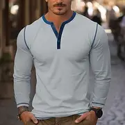 Men's T Shirt Short Sleeve Long Sleeve V Neck Henley Summer All Seasons Plain Textured Fashion Classic Casual Plain Street Casual Sports Black Brown Gray Top T