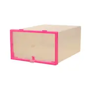 Multifunction Plastic Transparent Shoe Storage Box DIY Organizer Stackable Drawer Case PINK COLOR