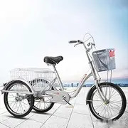 Three Wheel Bike, Three Wheel Trike Bike 20Inch Adult Tricycle with Cargo Basket for Recreation Shopping Exercise Men's Women's Bike Cycling Pedalling