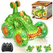 Remote Control Car 360 Degree Rotate RC Dino Cars with Wheel Light,2.4Ghz Fast Stunt RC Truck, Toys for Kids