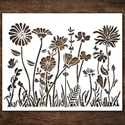 DLY LIFESTYLE Large Wildflower Stencil for Painting (15x12 Inches) - Stencils for Crafts Reusable for Canvas, Fences, Fabric, Furniture - DIY Wall Stencils for Painting Large Pattern