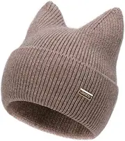 [jaxmonoy] Winter Cute cat Ear Wool Beanie Hats for Women and Men Soft Warm Cashmere Knit hat Ladies Skull Beanies Cap