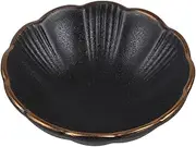 TOPPERFUN 1pc Black Ceramic Sauce Plate with Rim Flavor Dish for Condiments Appetizers Desserts for Home Restaurants and Picnics Stylish Tray for Dining Experience