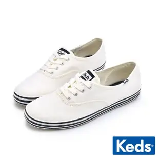 【Keds】CHAMPION 經典帆布線條休閒鞋-白(9231W113466)