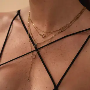 AEC PARIS 巴黎品牌 白鑽拉長石項鍊 優雅金項鍊 CHAIN NECKLACE TYCHE