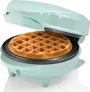 Bestron Mini Waffle Iron for Classic Waffles, Small Waffle Maker with Non-Stick Coating, for Kids Birthdays, Family Parties, Easter or Christmas, Retro Design, 550 Watt, Mint