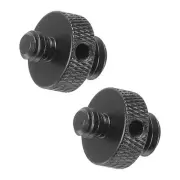 Mic Stand Adapter 3/8 Male to 1/4 Male with Hole Double Sides Black 2 Pack