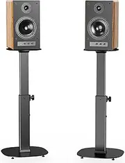 Universal Speaker Stands, Surround Sound Speaker Stands for Satellite & Bookshelf Speakers Up to 22lbs, Height Adjustable with Built-in Cable Management, 1 Pair (SFS001), Black