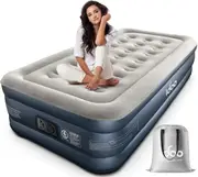 iDOO Single Size Air Mattress Inflatable Bed w/ Built-in Electric Pump Portable