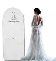 Wedding Dress Garment Bag White Breathable Bridal Dress Cover 3 Large Pockets