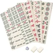 FELTECHELECTR 24mm Mini Mahjong Set Portable Travel Mahjong Toy for Camping Home Parties