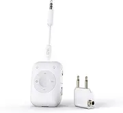 MEE audio Connect Air Pro Bluetooth Wireless Audio Transmitter & Receiver for AirPods or Bluetooth Headphones, 2-in-1 Adapter with Detachable Cable 3.5mm Aux Audio Jack for Airplanes, Auto, Gym, White