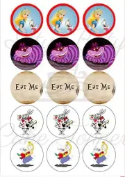 Edible Cupcake Toppers Alice in Wonderland PRE CUT - Highest Australian Quality