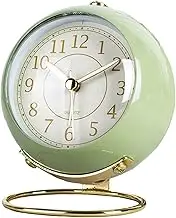 JUSTUP Silent Analog Alarm Clock, Classic Small Non-Ticking Tabletop Kids Room Alarm Clock Battery Operated Desk Clock with Backlight HD Glass for Bedroom Living Room Kitchen Indoor Decor (Green)