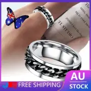 Titanium Stainless Steel 8mm Spinner Ring Curb Chain Men Women Band Size 7~13 OD