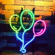 Three Balloons Neon Sign 17"x14" Lamp Light Show Gift Shop Display Wedding EM