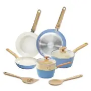 10-Piece Healthy Ceramic Titanium-Infused 10-Piece Cookware Set Light Blue