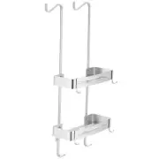 2 Tier Bathroom Shower Caddy Aluminium Alloy Rust Free Waterproof Bath Storag...