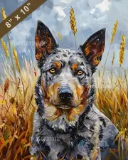Australian Cattle Dog painting in a peaceful meadow 8x10 Print