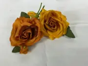 Vintage Silk Roses in Bronze & Old Yellow – Timeless Floral Elegance (Box #13)