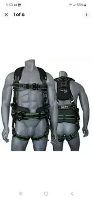 AFP Fall Protection Fullbody Safety Harness Premium Black w/Hi-Viz Lime Stitches