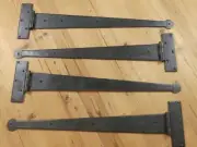 4 HUGE Strap T Hinges 24" Tee Hand Forged Gate Barn Rustic Medieval Iron Large !