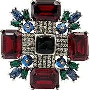 [CYPINA] Victorian Vintage Black Red Large Maltese Cross Brooch Pin Antique Jewelry Collection, crystal, crystal