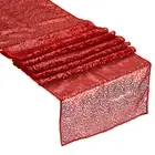 Red Table Runner 108" x 12", Long Shining Sequin Table Runner, 2Pcs