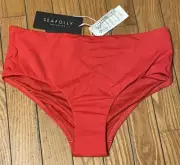 NWT Seafolly Chile Red Wide Side Retro Swim Bikini Bottoms Women's US 10