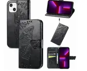 J26 Butterfly Case Magnetic Card Flip Wallet Purse Phone Case for iPhone 14 6.1 inch