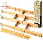 Expandable Bamboo Drawer Dividers Set of 4 Adjustable for Kitchen & Desk 43-55cm