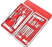 Nail Clippers Nail kit Manicure Set, 19/10/7Pcs Stainless Steel Professional Scissor Travel Suit with Box Toe Trimmer Manicure Cutter Kit Nail Tools(16pcs Upgrade Red)