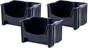 Jumbo Stackable Storage Bins, Pack of 3, Easy-Access Storage, Large Easy-To-Grip