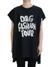 Dolce & Gabbana Oversized Fashion Tour Tee Model TSH83255 Women Black Tops
