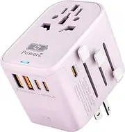 Universal Travel Adapter All in one Fast Charging Adapter 65W GaN III with 2 USB-A Ports & 3 USB-C (Type-C) PD International Power Adapter Wall Charger for USA EU UK AUS Asia Bali Thai China