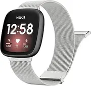 [Leonids] Metal Band for Fitbit Versa 4 Bands, Fitbit Sense 2 Bands Women Men, Stainless Steel Mesh Loop Adjustable Strong Magnetic Replacement Straps for Fitbit Versa 4/Fitbit Sense 2 Smartwatch