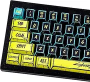 JOMKIZ PBT Keycaps - Japanese Manga Theme Keycaps Set, 131 Keys Cherry Profile Dye-Sub Custom Keycap, Cyberpunk 2077 Minimalist Style Key Caps for 60%, 65%, 75%, 100% Cherry MX Mechanical Keyboard
