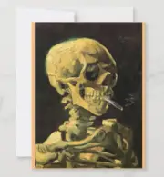 Van Gogh Skeleton and Cigarette, Flat Card and Envelope