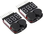 LOORGVEL 2pcs Battery Voltage Tester with Sound Low Voltage Alarm Accurate Capacity Display for Automotive Household Use Easy Connection User-Friendly Supports Batteries