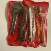 Vintage Miniature Mini Tool Set Kit Pliers Wrench Screwdriver in pouch