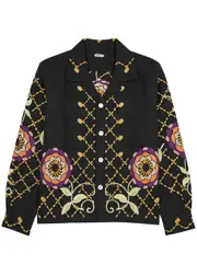 Bode Louie Floral-embroidered Linen Shirt - Black - M M