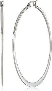 [Amazon Essentials] Stainless Steel Flattened Hoop Earrings (60mm) (previously Amazon Collection)