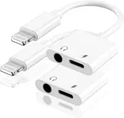 2 Pack [Apple Mfi Certified] Lighting to 3.5 Mm Headphone Jack Adapter, 2 in 1 I