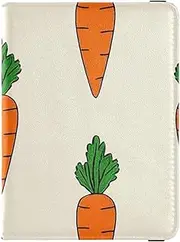 [Amooorous] Cartoon Orange Carrot Leather decorative waterproof passport holder for travel Vaccine Case Protector Cover Passport Case Travel Documents Wallet Waterproof, Cartoon orange carrot, 1 size